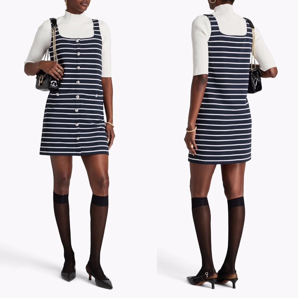 NWT New $398 Veronica Beard Tibbie Stripe Knit Mini Dress Size L